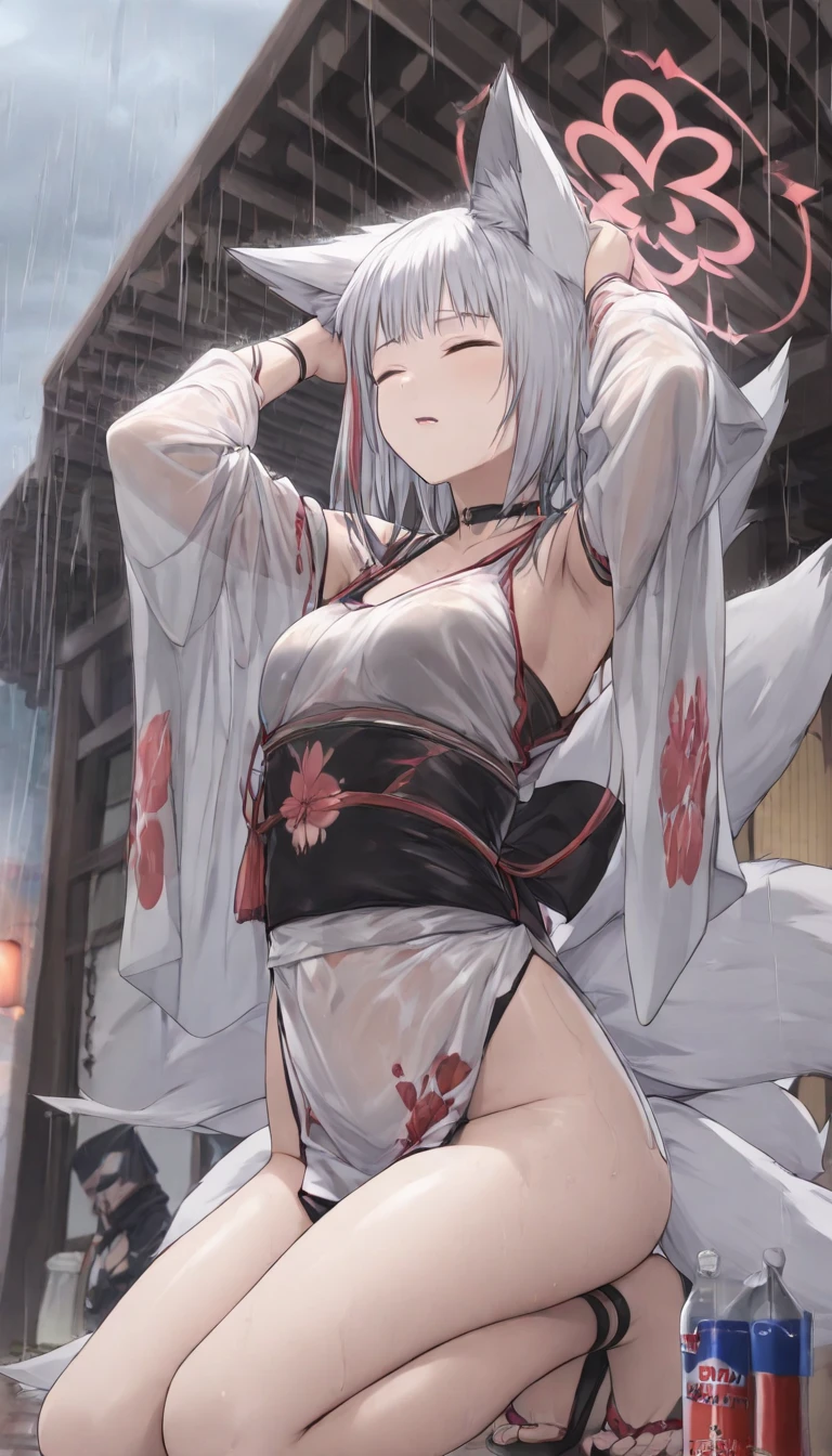 NSFW,masterpiece,Highest quality,High resolution,Super detailed,Shishirabotan\(Hololive\),Double Odango、flower、Side Lock、Lion's tail、White kimono、Off the shoulder、fur ornament、Black Hakama、Short skirt,blush,(In heat),(I feel),(Ahegao),Prostitute,(Red light district),Japanese-style room,Sexy pose,(Seduce),heart,High quality open crotch panties,(Squirting),(Middle-aged men),(Having sex),Insert the penis,Creampie,Bukkake,On all fours,From the side