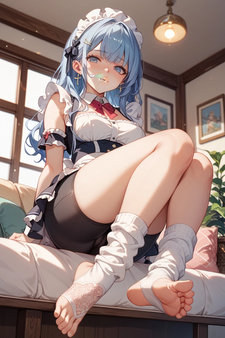 furina, Wet, soaking, (Best quality,4K,8K,A high resolution,tmasterpiece:1.2),ultra - detailed,(actual,realistically,realistically:1.37), White hair, huge booolossal title blue eyes, White lace nightdress，in pink，dampness，Sitting on a rock by the lake，facing at the camera， water dripping, glistning skin，Covered in sweat，There is an unknown  on the body，Happy smile, legs slightly open, moderate breast, school uniform,wearing a big bulbous puffy diaper, heart emojis, bedroom, fishnet stockings, pretty eyes, seductive, flirty, colorful, puffy dress,  room, diapers, confetti, cake,Big 