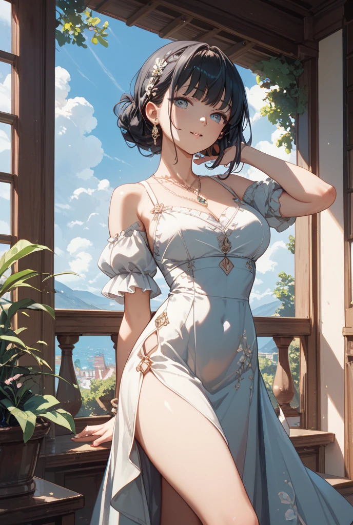 (Close-up:1.4)、(RAW shooting:1.2)、(photorealistic:1.4)、(masterpiece:1.3)、(highest quality:1.4)、solo、7 head and body、(slender and beautiful girl)、cute、(Medium chest:1.2)、(cleavage)、(full body shot)、8K、(muste piece:1.2)、(Cute off-the-shoulder、mini skirt:1.3)、(大きく開いた胸のCute off-the-shoulder:1.3)、(Sexy model pose with chest sticking out:1.3)、cowboy shot、view audience、(beautiful hands)、(beautiful thighs)、hair blowing in the wind、cute系、flower gardenに座る、flower garden、outdoor、(perfect anatomy:1.2)、