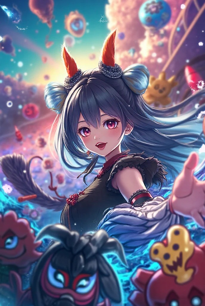 half human half cat girl, furry body, vampire fangs, natural, magical, fairy, realistic, portrait, 4k, digicam, zoom lenses, assymetric body and face, 2 human hands, cat foot, long tail, pompom headband, fantasy scenario, mushrooms, fairies, mini dwarfs --auto --s2