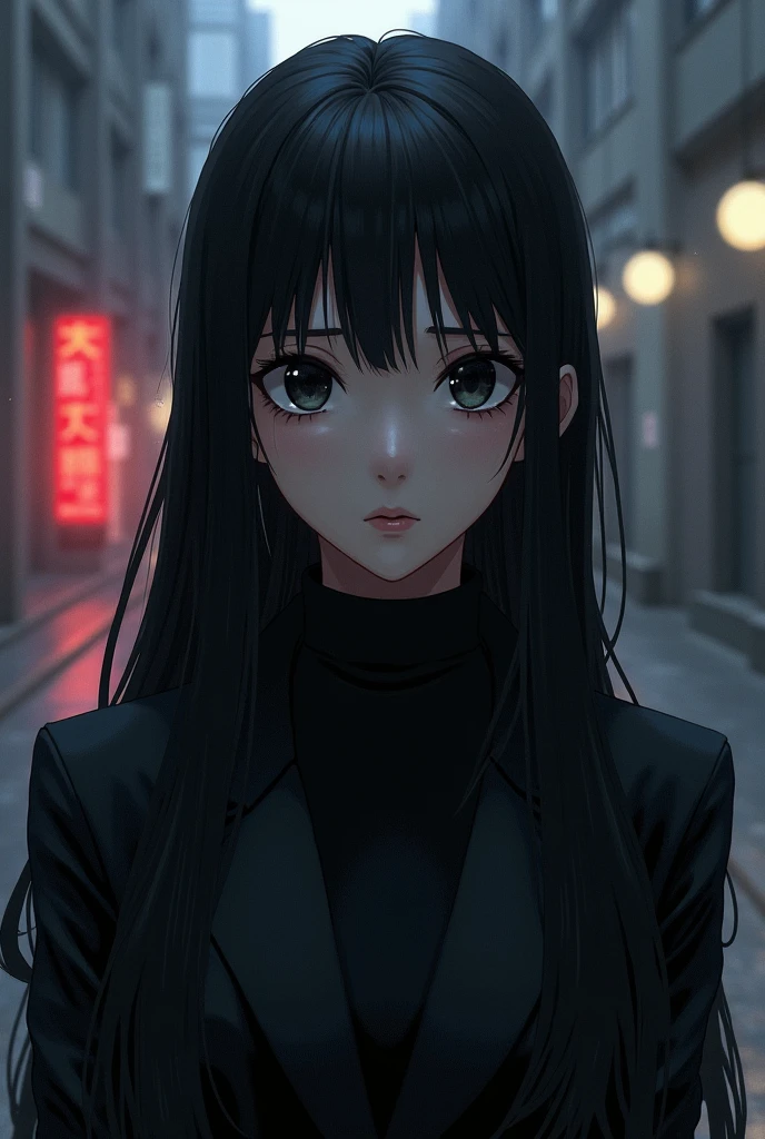 woman
25 years
1,80 tall
Long Black Hair
Dark Eyes practically without life
Strong Personality
Don't let it shake you saw a lot at work
Grossa
Anime style