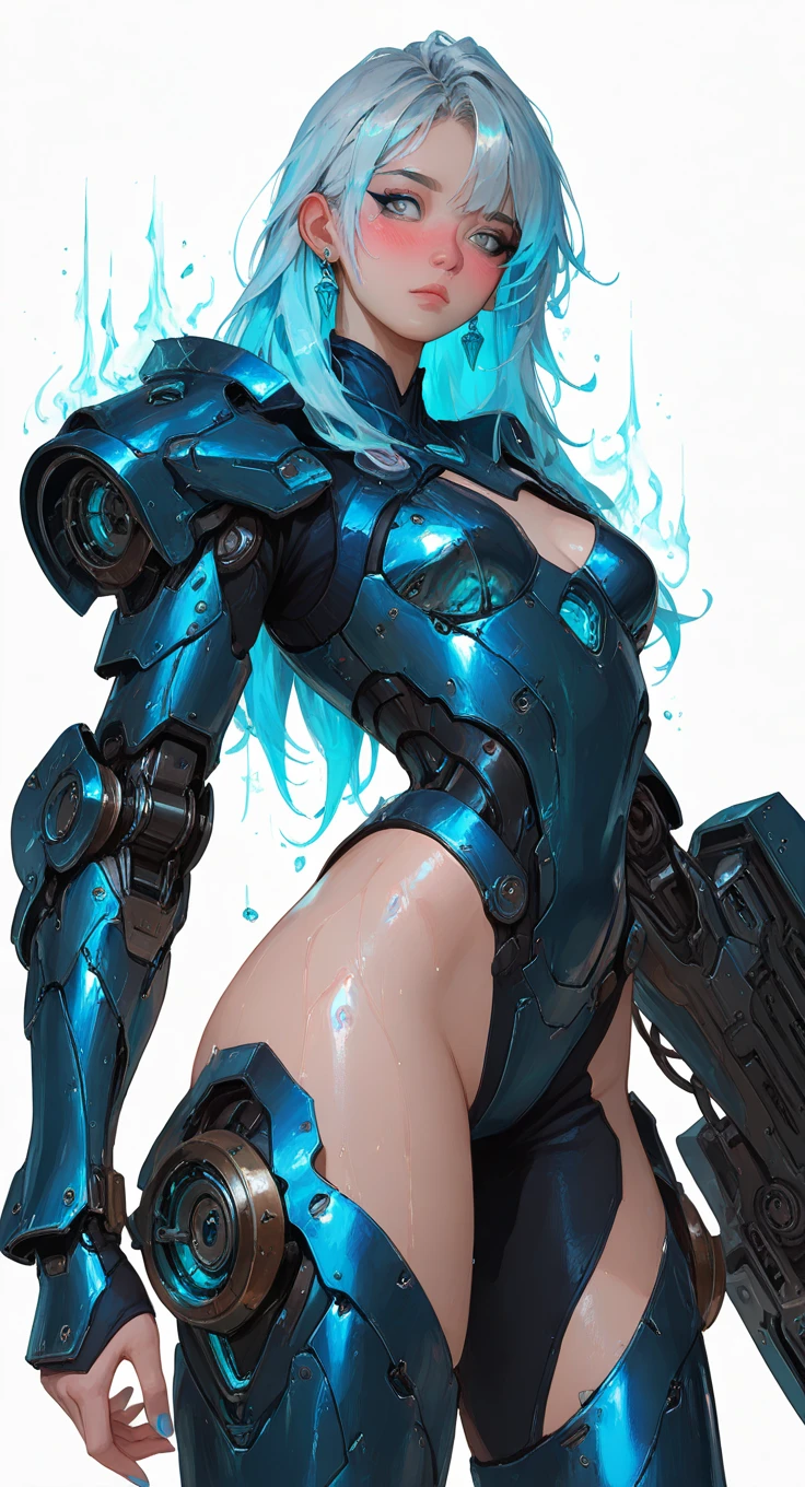 complex 3d render ultra detailed of a beautiful porcelain profile woman android face, cyborg, robotic parts, 150 mm, beautiful studio soft light, rim light, vibrant details, luxurious cyberpunk, lace, ((glowing blue eyes:1.5)), hyperrealistic, anatomical, facial muscles, cable electric wires, microchip, elegant, beautiful background, octane render, H. R. Giger style, 8k, best quality, masterpiece, illustration, an extremely delicate and beautiful, extremely detailed ,CG ,unity ,wallpaper, (realistic, photo-realistic:1.37),Amazing, finely detail, masterpiece,best quality,official art, extremely detailed CG unity 8k wallpaper, absurdres, incredibly absurdres, robot, silver halmet, full body