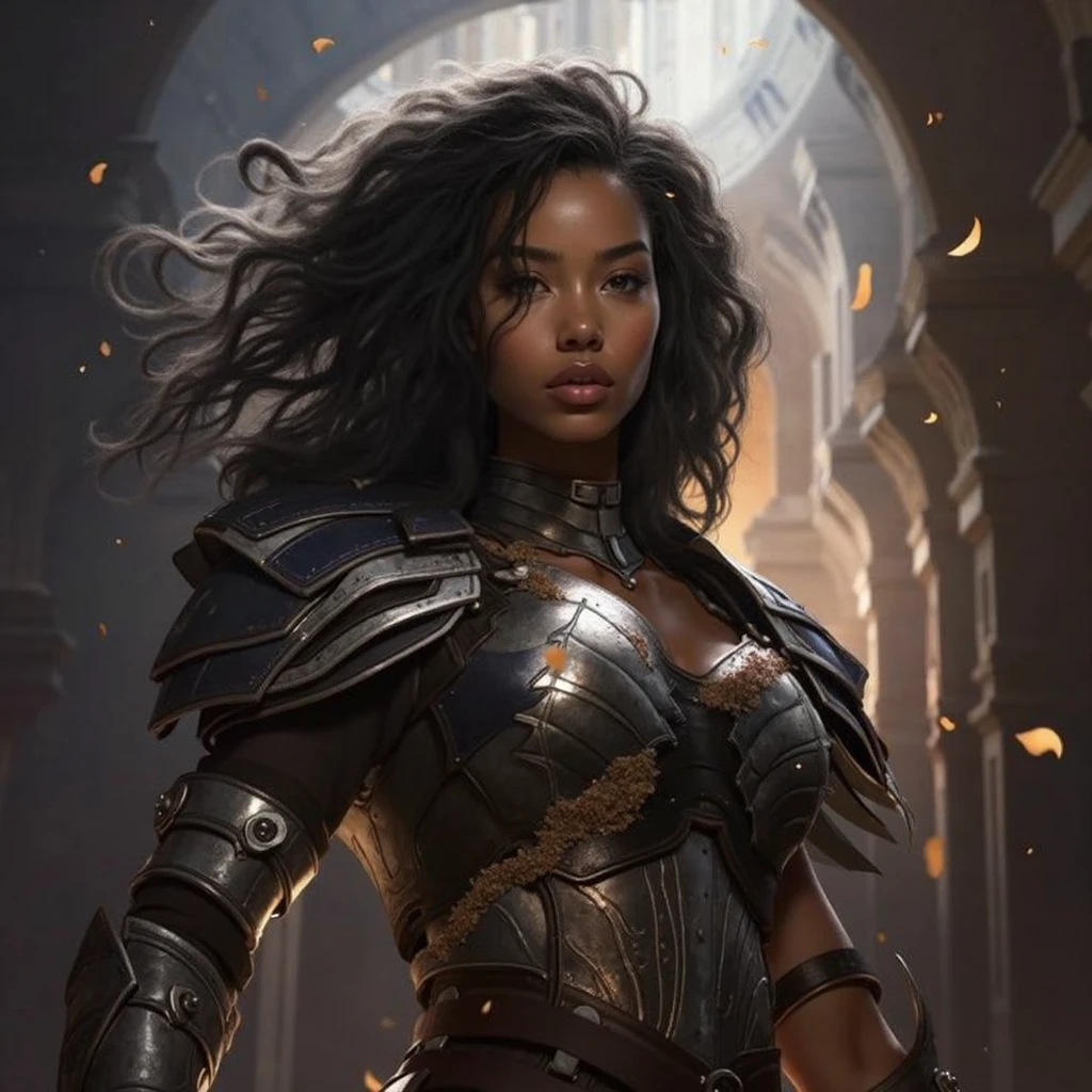 A strong blessed warrior goddess with an athletic physique, various skin colors, sexy, strong, charming, loving smile, radiant, streetwear. 4k photo, high quality photo, anime vibe, art, luxury style streetwear, dressed in black