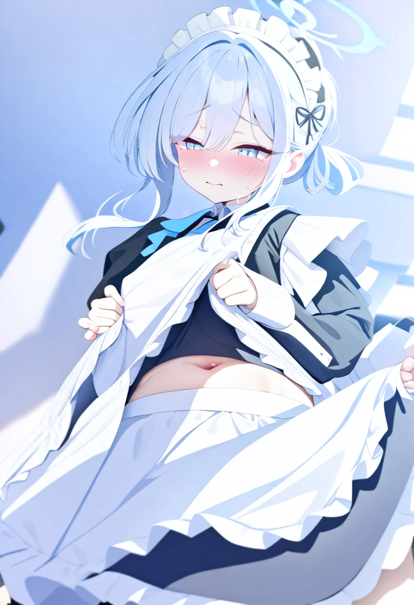 (((Lize Helesta))), {extremely detailed CG unity 16k wallpaper}, {{masterpiece}}, {{{high quality}}}, {{ultra-detailed}}, {high illustration}, (high shadow}, {fan extremely delicate and beautiful}}, {{{dynamic angle}}}, {{{glow white particles}}}, {cinematic light}},highres, original, extremely detailed wallpaper, highres, Ih1, hair_ornament, long hair, ponytail, serafuku, blue shirt, open cardigan, (blue cardigan), sailor collar, (((long sleeves))), blue ribbon, , cowboy shot, standing, outdoors, (((no_pants))), (((white_panties,jyojipan,))), ((bowleg)),navel