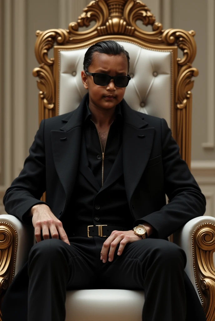 Cristiano Ronaldo, throne, Ronaldo sitting on the throne, The throne of football, golden throne, Ronaldo Has a crown. King cloths, golden scepter, realistic, 8k, detailled, Adult Ronaldo