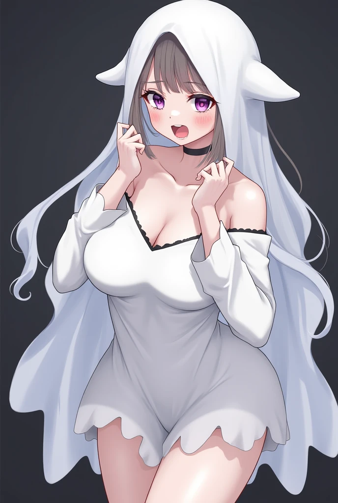 Blanc\(Nicke\)、a playboy bunny、rabbitears、panthyhose、fishnet tights、White leotard、White long hair、yellow eyes、Nettai、 (huge tit:1.2、The upper part of the body、From above、cammel toe、)white panties、 jewely、hand on the breasts、see -through、Look at viewers、hair adornments、a choker、full of shyness、a smile、 (masterpiece、top-quality、top-quality、Official Art、Beautifully Aesthetic:1.2)、(1 girl in)、ighly detailed、colourfull、highestdetailed、 城市、a street、Leaning、walls、suns、clouds、