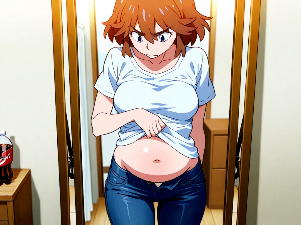 masterpiece,best quality,1girl,solo,my hero academia,ochaco,white bikini,blush,embarassed,full blush,teeth clenched,frown,upset,nude,areola