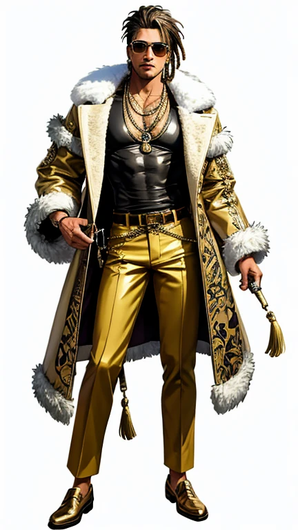 Frankenstein Monster, sunglasses, gold watch, skull rings, thick chains, clothing wearing suit, ((hyper detailed)), (not duplicated)
