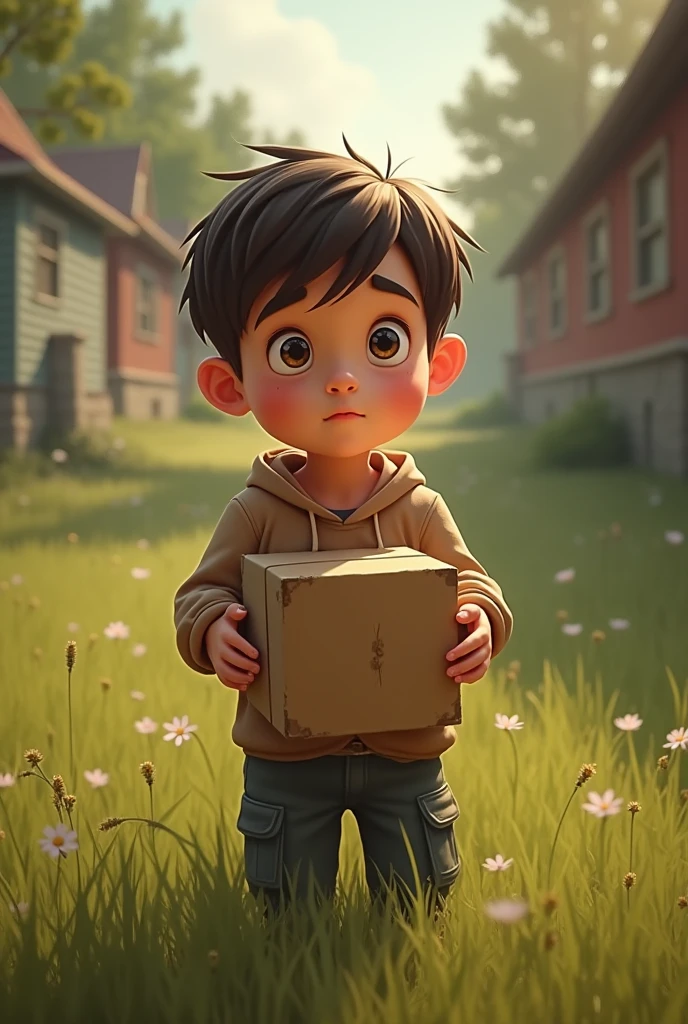 A poor child disappointed by little gifts