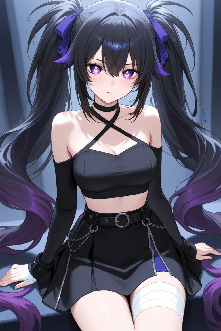 Highest quality　Highest quality　Draw a face carefully　High-definition anime-style face　Super Glowing Skin　Long black hair　Black leotard　Purple pantyhose　Succubus　lure　smile　Back view　Rear view