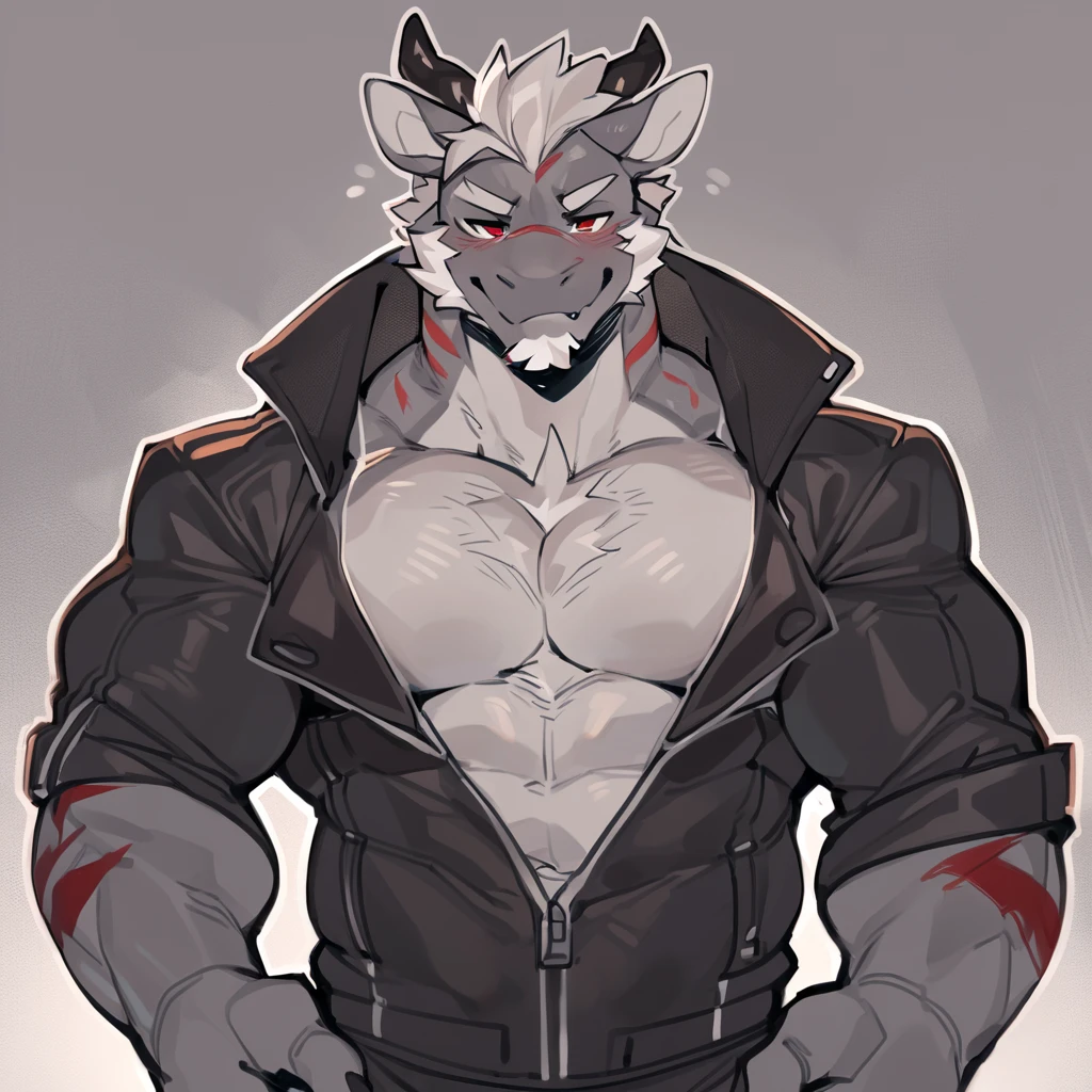 close up, furry, anthro, giant werewolf,wolf ears,wolf tail, dark grey and white fur, messy fur, neck floof, yellow glowing eyes, razor sharp teeth, muscular body, handsome, monstrous, tall, holding leash connected to dog collar, alone, wearing a red dog collar with dog leash, caged dog muzzle, black shirt, black baggy boxer shorts with giant bulge, body covered in scars, pawpads, black pawpads, best quality, 4K, UHD, masterpiece, black background,