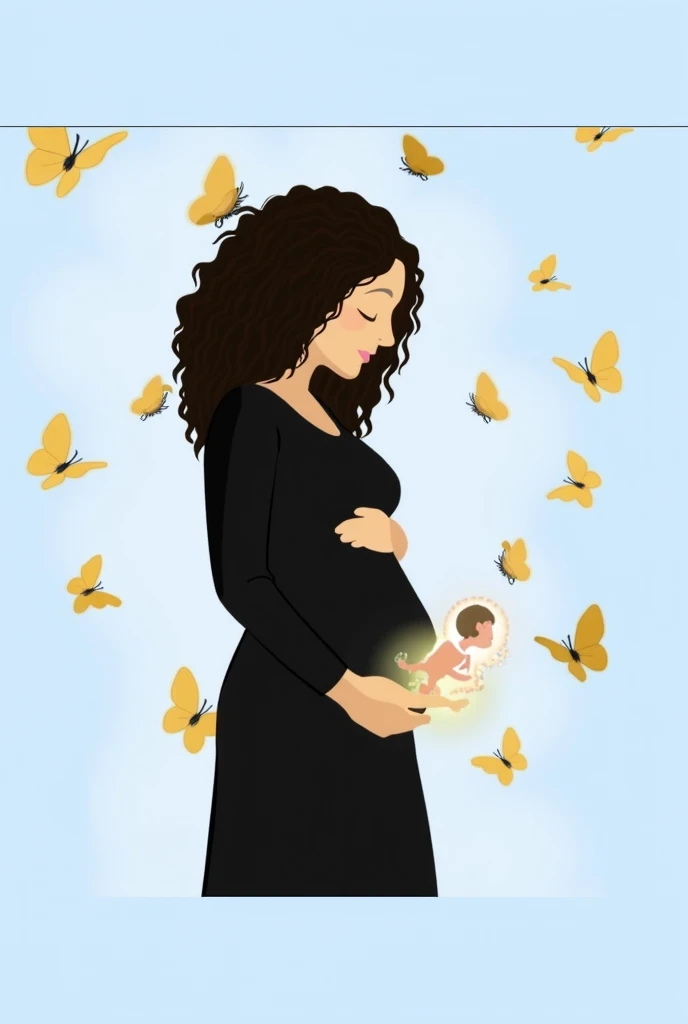 pregnant woman in a black gown surrounded by flowers and realbutterflies, a colorized photo by Elena Guro, trending on cg society, conceptual art, blue and pink colors, blue and pink color scheme, blue and pink, maternal photography 4 k, pastel blues and pinks, pink and blue colors, pink and blue colour, blue and pink colour splash, pink and blue
