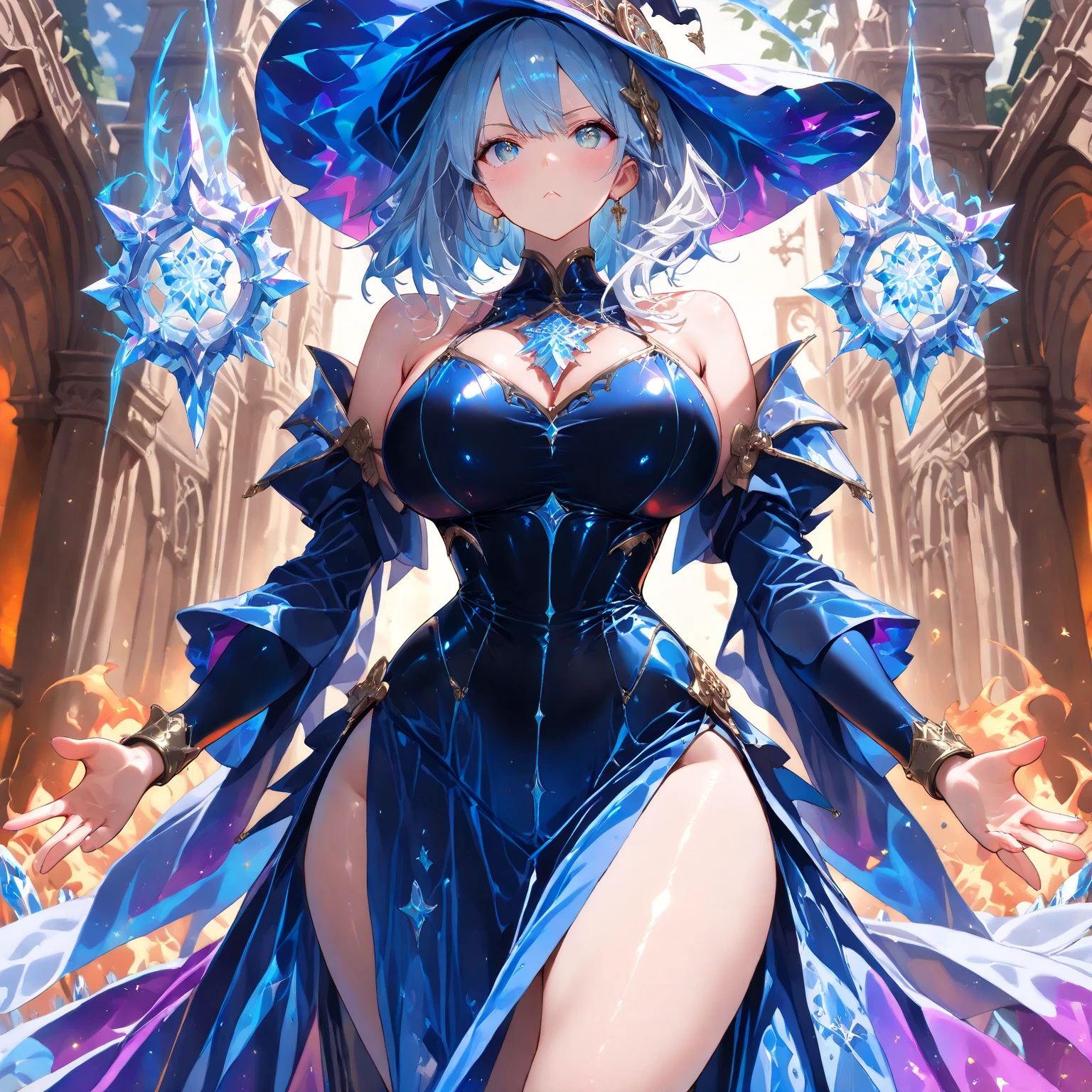 (masterpiece, Highest quality, Very detailed, Best Shadow), (Detailed Background, Dark fantasy), (Beautifully detailed landscapes), High Contrast, (Best lighting, Very delicate and beautiful), ((Cinematic Light)), colorful, Hyper Detail, Dramatic Light, Intricate details, Dynamic Angle), Black light swirling around, Depth of written boundary, black light particles,(Broken glass),magic circle,water,huge clocks,zero,the sun and the moon, **Landscape only**, **There are no people**, Watch Center, **A clock sinking in water**, Blue glowing light, Huge tower and city, **Landscape**
**Focus on:**
* **A clock sinking in water**
* **Black light swirling around**
* **Huge tower and city**
* **Landscape**
* **No people**
**Additional details:**
* **Style:** Dark fantasy, cinematic lighting
* **Colors:** Blue glowing light, black light particles
* **Composition:** Dynamic angle, depth of field, intricate details
* **Elements:** Broken glass, magic circle, huge clocks, the sun and the moon