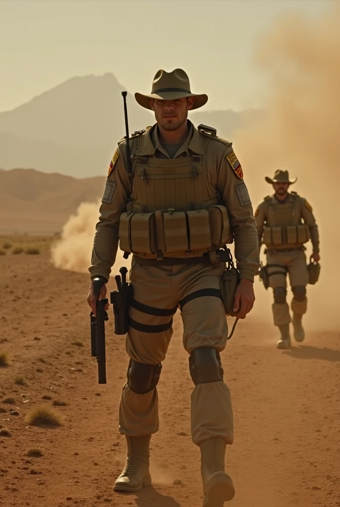 investigation team, in the desert