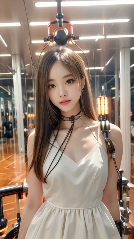 masterpiece, best quality, julia fe, 1girl, solo, long hair, looking at viewer, blush, smile, negative space, (bioluminescence:1.2), darkness, dark background, long sleeves, dress, bare shoulders, medium breasts, very long hair, wide sleeves, cape, white dress, circlet