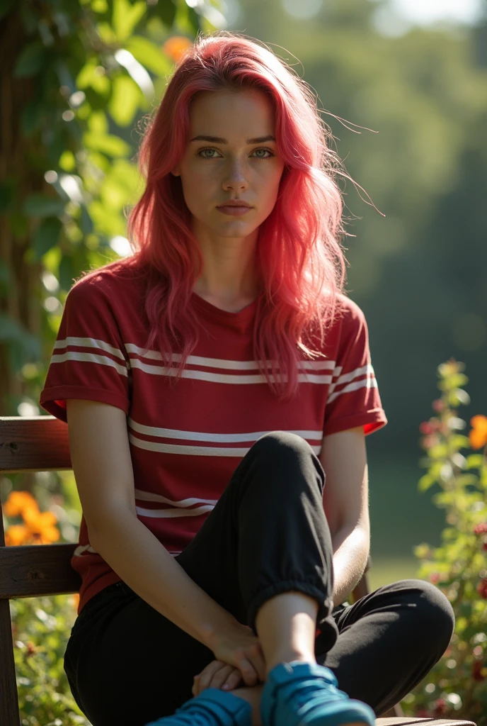 Certainly! Here's a detailed description of the girl with short pink hair, walking in the forest:

She strides through the sun-dappled woodland, her rose-pink hair falling in tousled waves to her shoulders. The white tank top clings to her lithe frame, revealing toned arms and a hint of . Cream cargo pants, slightly frayed at the hems, allow her to move freely as she navigates the uneven terrain. Her boots—sturdy and well-worn—crunch on the fallen leaves, echoing the rustling of the surrounding foliage.

The forest envelops her—a tapestry of emerald hues. Towering pine trees stretch toward the sky, their needles casting elongated shadows on the mossy ground. Shafts of sunlight pierce through the canopy, illuminating patches of wildflowers—violets, buttercups, and delicate ferns. The air smells of damp earth and pine resin, and the distant call of a woodpecker adds a rhythmic melody to her solitary walk.

As she ventures deeper, the forest thickens. Ancient oaks stand sentinel, their gnarled roots intertwining like old friends. A babbling brook winds its way through the underbrush, its water crystal-clear and inviting. Birds flit from branch to branch, their songs harmonizing with the gentle rustle of leaves. The girl pauses, her gaze drawn upward, where a red-tailed hawk circles lazily against the azure sky.

In this secluded haven, time seems to slow. The girl's footsteps leave faint imprints on the forest floor, a fleeting connection to a world beyond the trees. She walks with purpose, her pink hair catching glimmers of sunlight, and her eyes—perhaps the same shade as the wild berries she passes—hold a quiet determination. She is both part of this landscape and an ephemeral visitor, leaving traces of her passage as she wanders deeper into the heart of the woods. Big tits

