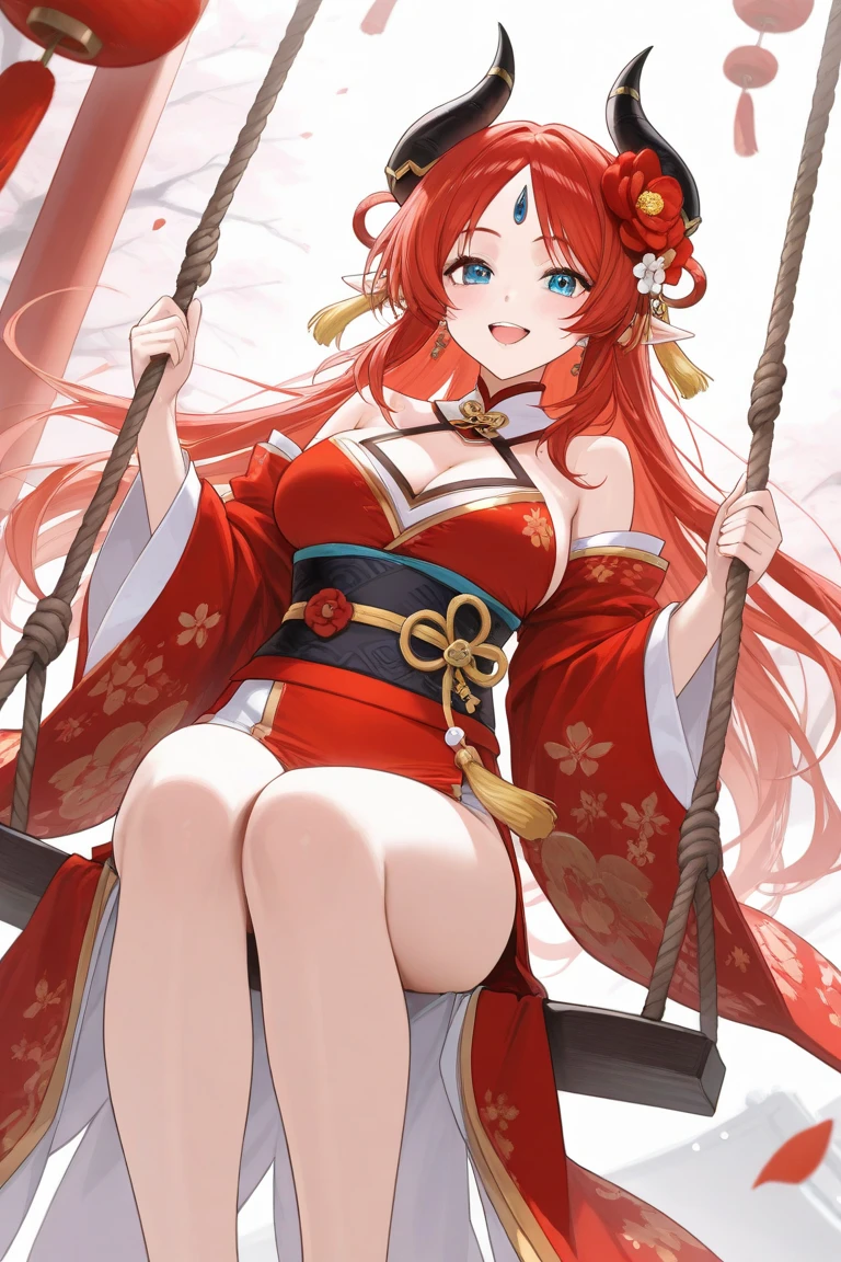 (8k), ultra detailed, best quailty, red kabuto helmet, floral patterned kimono, half open kimono, armored bra, red sode, yellow hair, long hair, big chest, thick leg red katana, detailed eyes, blue eyes, (sunrise),(((Exquisite cherry blossom garden in full bloom))),(Shimmering Nightscapes),(Cosmic Whirl),(((Powerful pose))),(Explosion:1.2),(pink lips:0.5),(Twinkling Spectacle),(((profuse bleeding:1.3)))