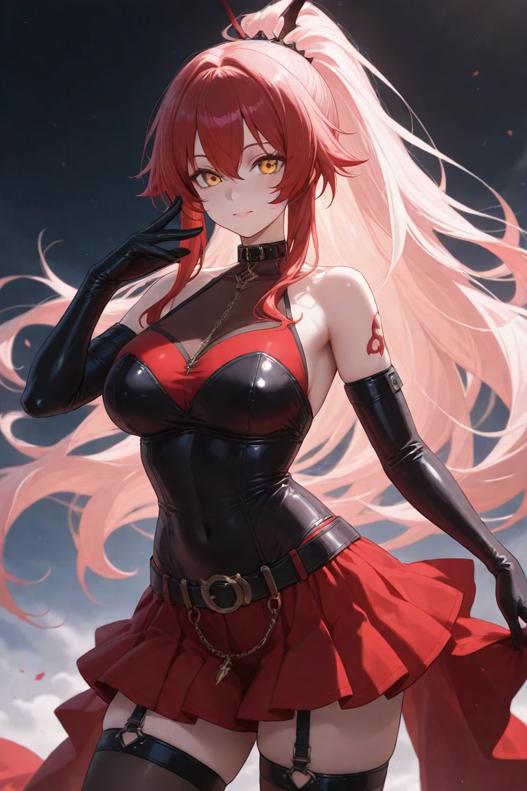 ((highest quality, 8k, masterpiece: 1.3)), Sharp focus, Beautiful woman with perfect body, Highly detailed face and skin texture, Fine grain, double eyelid, sexy, (Tanned body), Cleavage, ((Wearing metal armor、Clutching the sword))、Raccoon Ears、Red Hair、Woman warrior、Standing on the battlefield、Blood、fatigue、Fantasy novels、shake one's hair