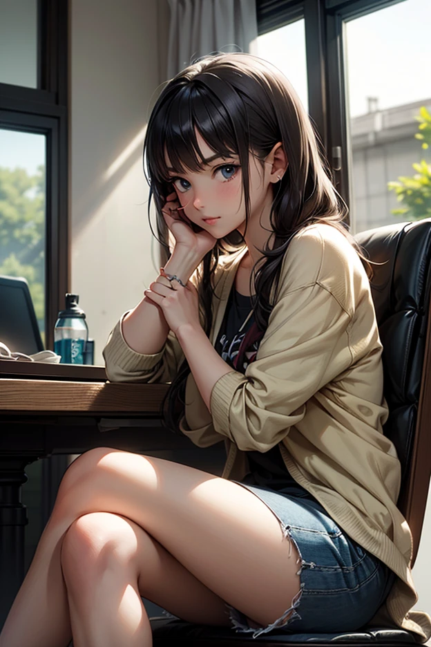 Aravi sat on the windowsill and looked out over the mountain, Anime. Soft lighting, Anime girl in real life, lofi portrait at a window, beautiful lonely girl, Realistic young anime girl, attractive anime girls, Guviz-style artwork, up of young anime girl, Beautiful anime girl, Photorealistic anime, near a window, near a window