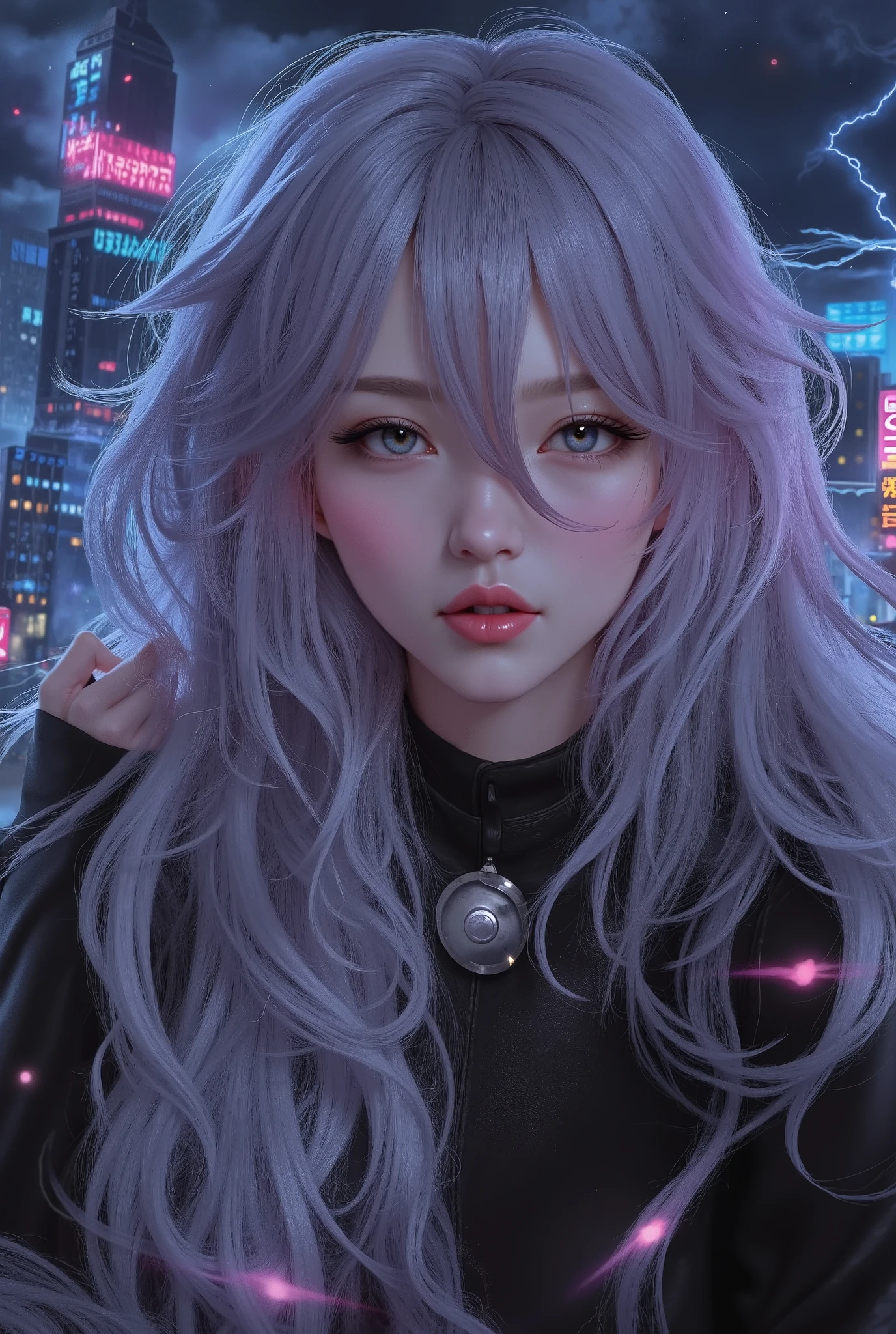 storm petty girl on the night sky in city