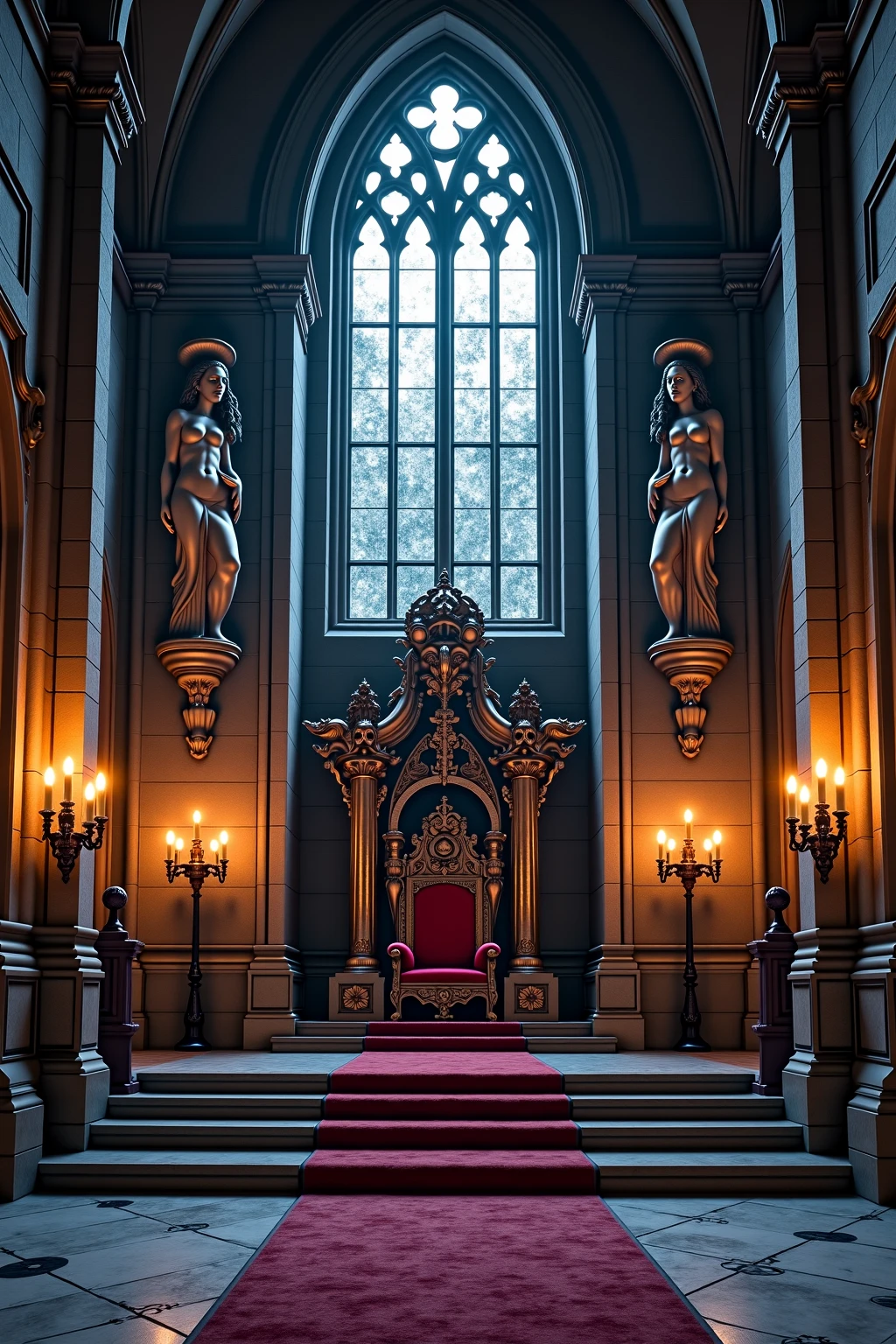 7 antique kings' chairs put together in a circle in an ancient castle