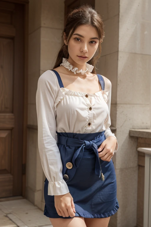 a woman who has clothes from 1848.
- Wide, black color - Medium complexion - Pearly complexion - Honey eyes - Height 1.65 m OF HERSELF BUT OLD CLOTHES