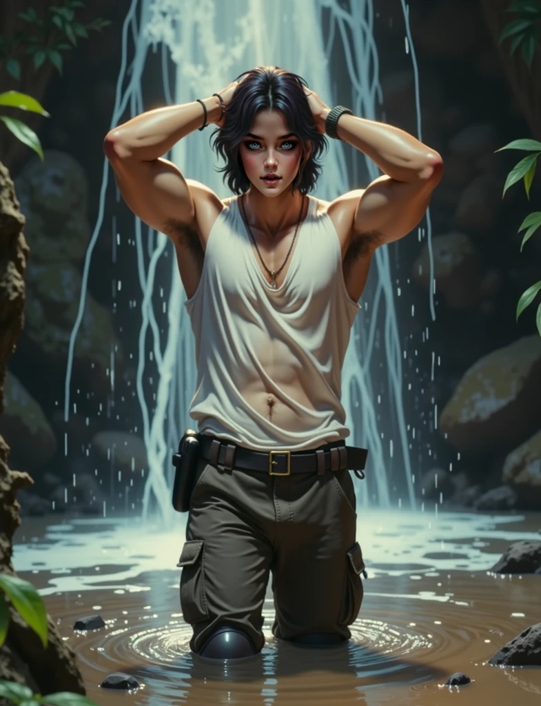 (naked girl walking by the pool), (naked:1.45)、((Muscular bodybuilder girl:1.48))、Thick arms with sculpted muscles:1.3、(flat muscular pecs:1.3)、most beautiful Asian girl ever、(long black hair:1.25)、full body asian, long legs, soaked in water, (Raw photo:1.2), (Photo-realistic), a beautiful detailed girl, extremely detailed eye and face, beautiful detailed eyes, high resolution, highly detailed, top-quality, [​masterpiece:1.6], illustration, highly detailed, finely detail, top-quality, Cinematographic lighting, 1girl in, 17 age, perfect body type, cute drooping eyes、Beautiful big eyes、Sweaty and wet、(the whole body is wet:1.2)、Light in the eyes、hi-school girl、swimming pools、(Photo-real: 1.4), (Hyper-realistic: 1.4), (Realistic: 1.3), (Smooth lighting: 1.05), (Improved cinematic lighting: 0.9), 32K, Realistic lighting, Backlight, Face Light, ray-tracing,(Image enhancement: 1.4),
