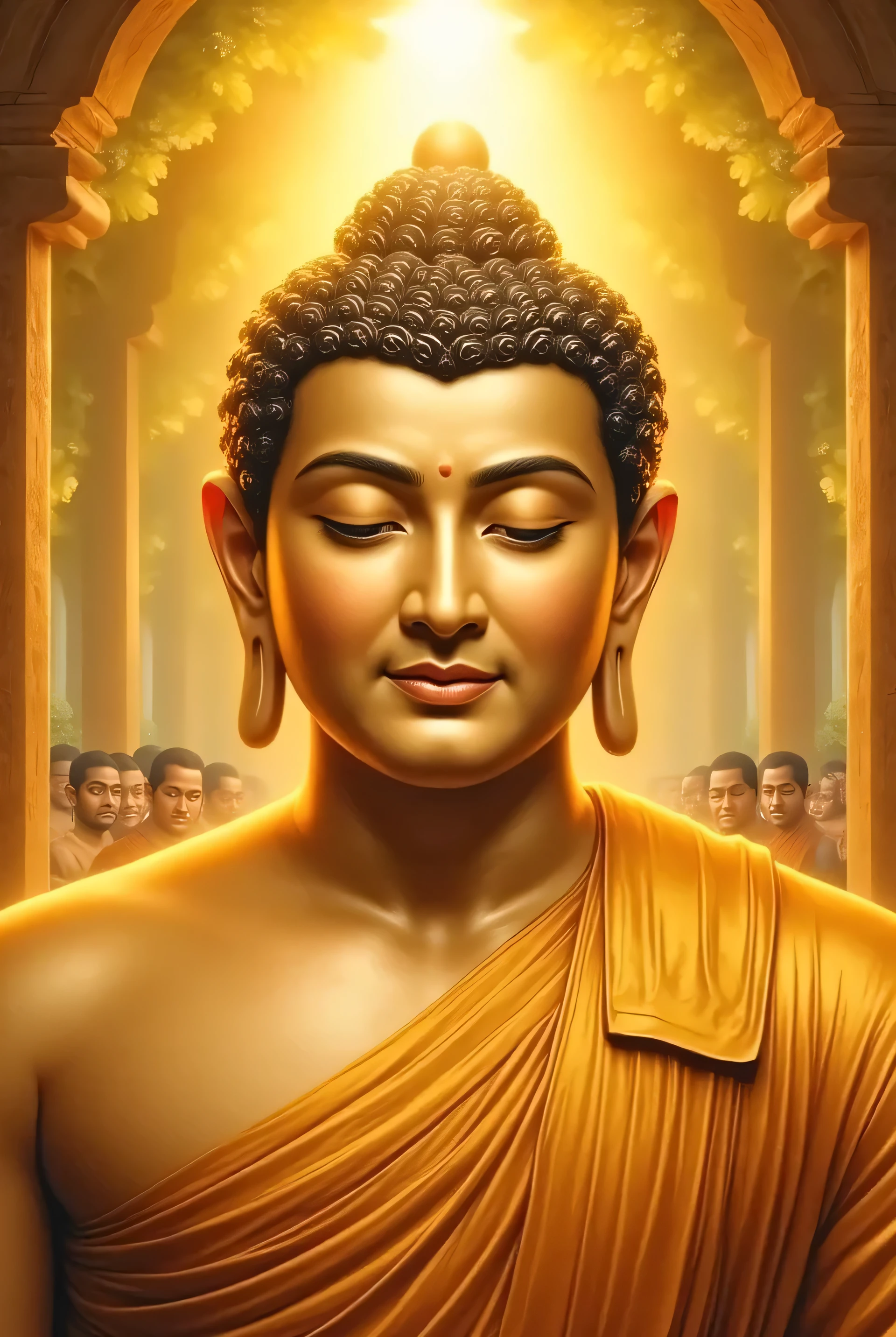 ရွှေရောင်တောက်ပနေသော မြန်မာ manly peaceful face of buddha