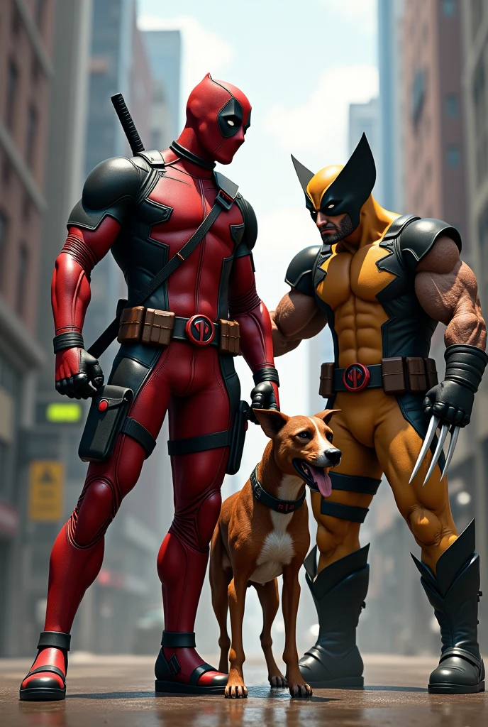 Two male furries dressed as Wolverine and Deadpool 