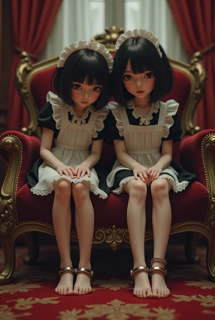 alone、1 girl、doll-joints、full body portrait、sit down、white skin