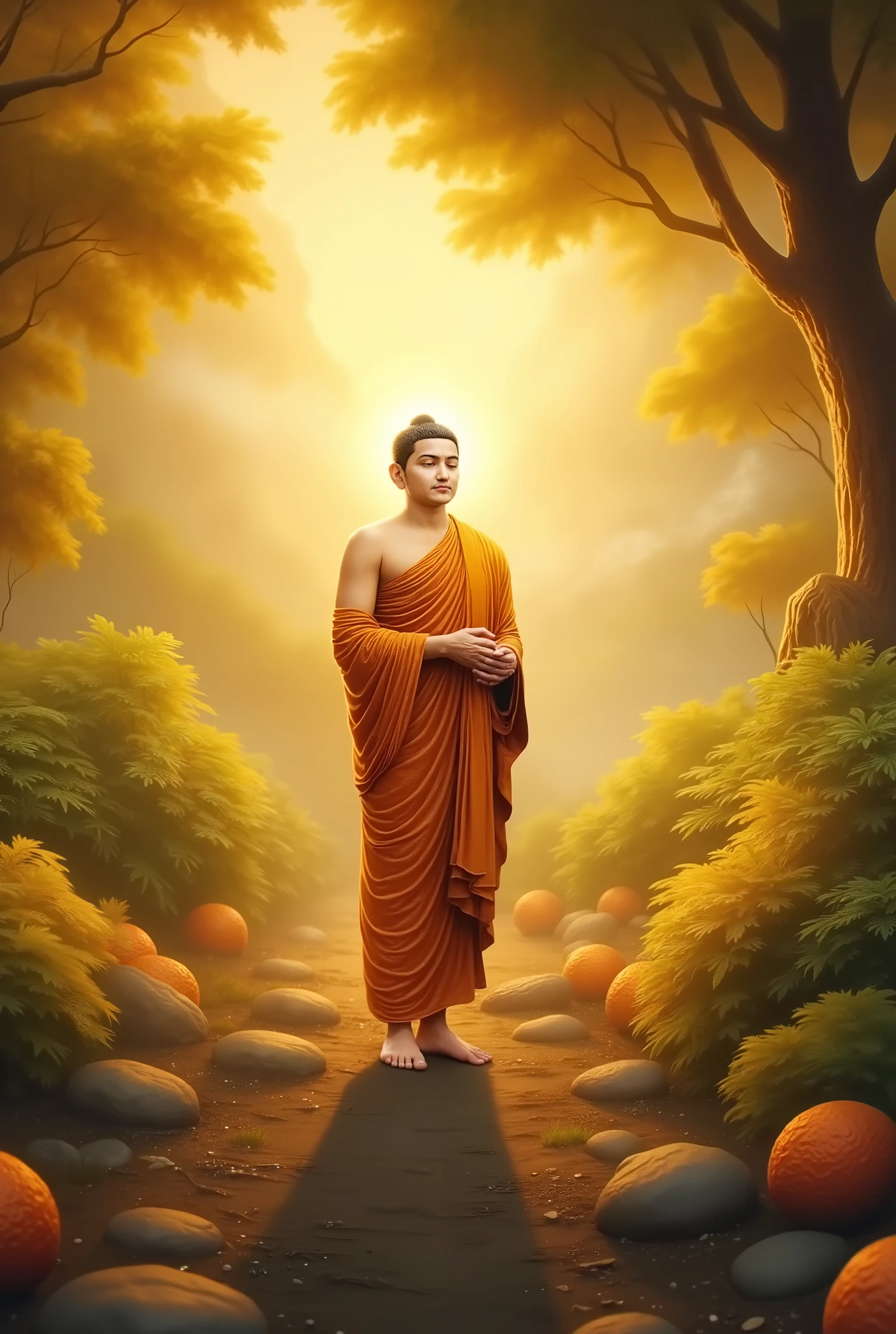 ရွှေရောင်တောက်ပနေသော မြန်မာ manly peaceful of buddha blessed and one monk