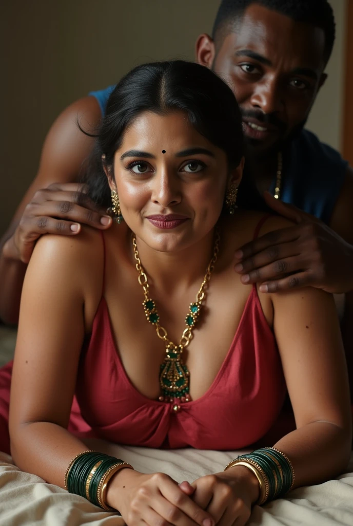 Day scene, full body photo of a plus sized 45 year old indian with a man from top view, (Masterpiece, Best Quality, High Resolution), office Background, (cum Splash on her breasts and nipples, cum Splash on her face, Splash of cum, cum Splash on her blouse, cum Splash on her eys), Sweet 25 year old South indian women sitting on her knees in a crowded party hall with a man, hour glass body red lips, silver colour silky gown, lightly makeup,ultra realistic, realistic, look at viewer (cinematic:1.3), intricate details,