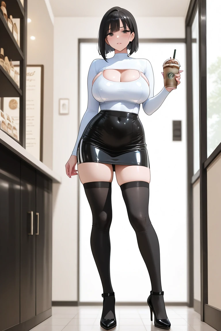 masterpiece,best quality,masterpiece,best quality,official art,Highly Detailed CG Unity 8k Wallpaper,traditional_media,pretty girl,black hair band,(( Huge milk)), ((erect nipples)), ((latex miniskirt)), (((pussy))), (활짝 벌어진 pussy), ((lustful eyes)),