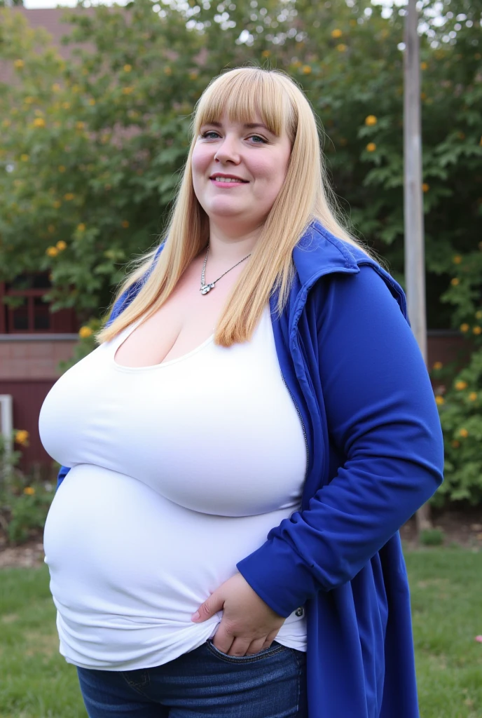 chubby woman, 40 years old white Caucasian woman walking outside, day time, Mississippi, Gulfport, cold winter day, long straight blonde messy hair, casually and daily dressed, big hips, thick thighs, casual winter clothed, natural big breasts, Full Body Shot, From Above View, High Angle View, selfie, serious, make-up, lipstick 