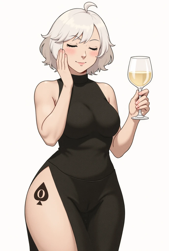 SFW, apron,  1girl, white hair, goat Lucifer, furry, hourglass_body, wide hips, 