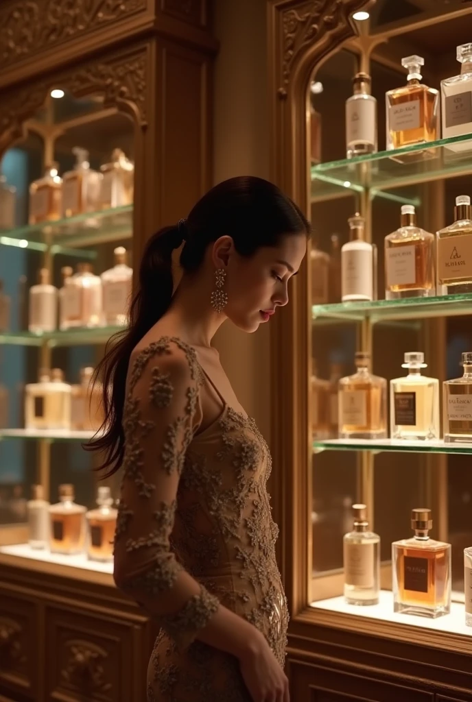 A brunette girl with curly hair and big breasts sits with her legs stretched out, taking a realistic photoA beautiful young woman in a white silk dress in an ancient Tang Dynasty is standing in a fine liquor store with beautifully shaped glass bottles of distilled liquor on shelves for people in various outfits to choose from. She walks into a bathroom on the floor and spreads her arms out for a maid to take off her clothes.
