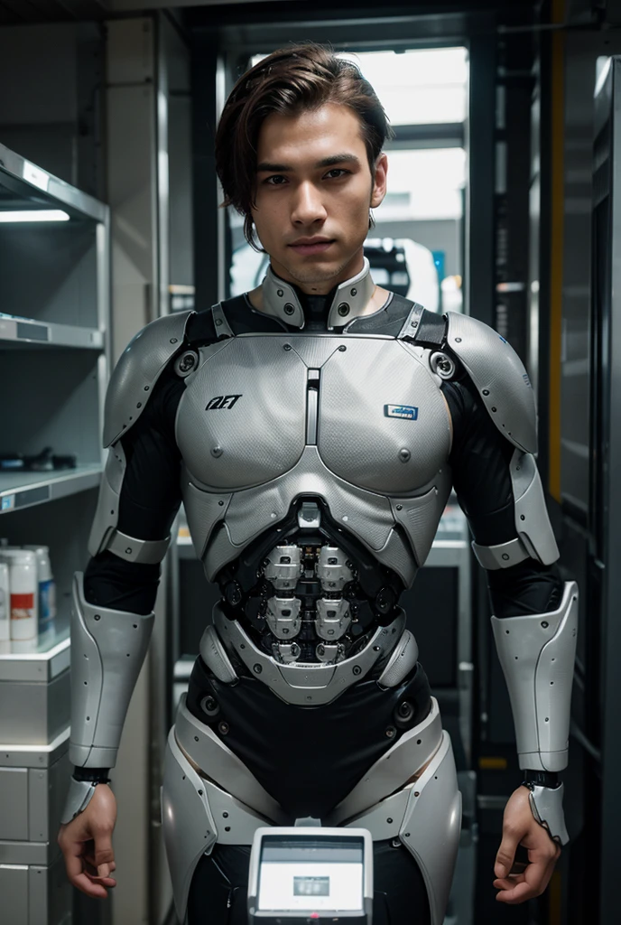 (masutepiece,High resolution,ultra - detailed:1.0),1(Boy,Robot Boy),Perfect male body,Look at the camera,Delicate eyes and delicate face,extremely details CG,Unity 8k Wallpaper,intricate-detail,solo person,Detailed face, (Futuristic skin-perfect white bodysuit), Best Quality, hands visible, (White Gloves), short hair:1.5 , full length shot(fls) , , big hips , insane details, hyper details , photorealistic , only male , handsome boy , puffy nipples , 16k resolution , ultra-high clarity , hyperrealism, uhd,. K-pop idol , whore , slutty whore , swollen nipples , defeat , grins ,thick thighs, male , ((handsome face detail)) ,handsome Korean boy , 16years old , ((only boy , only male))