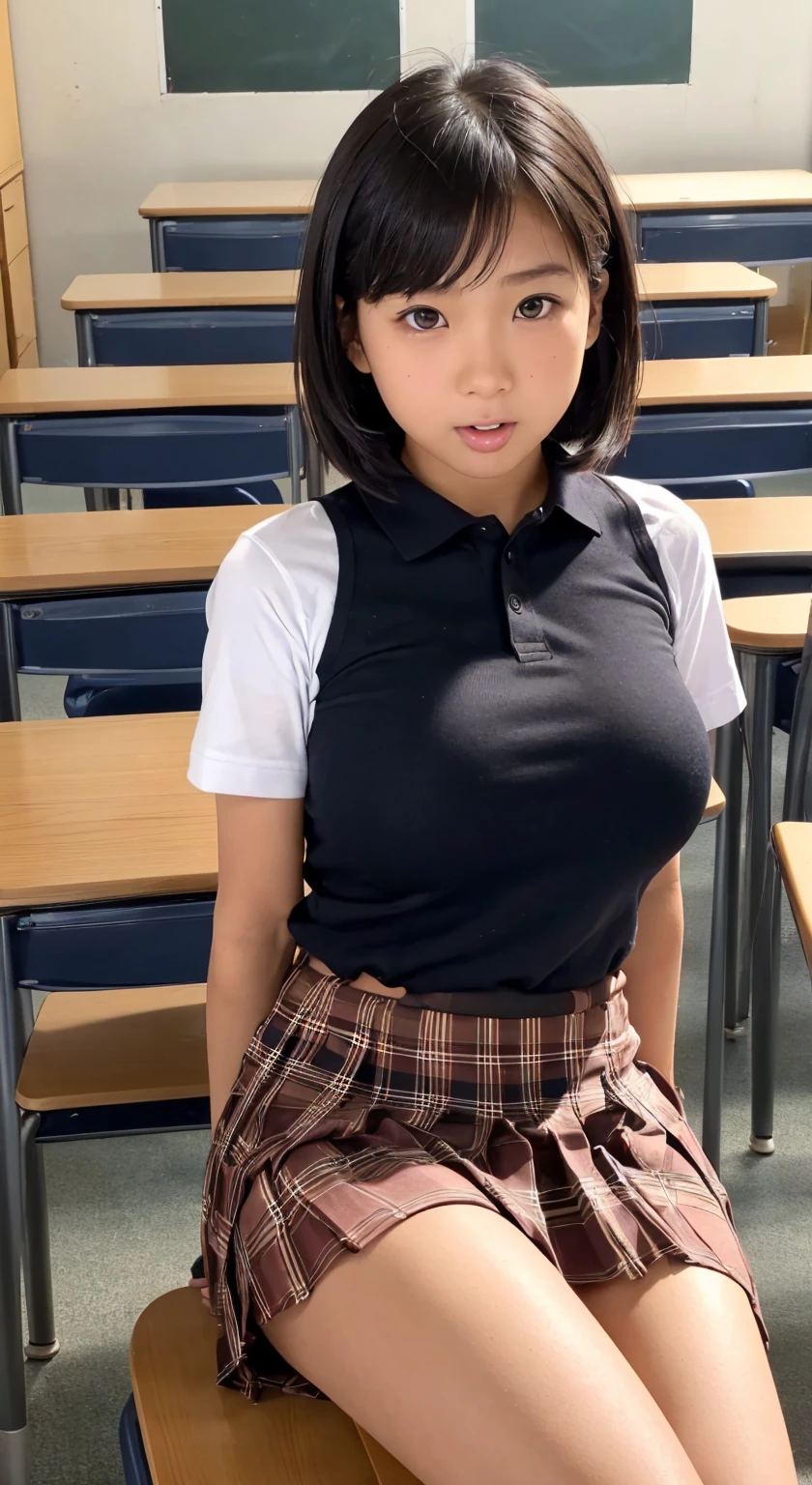 nsfw, 1girl, nude, standing, cheerleader, skirtlift, slit_pussy, perfect pussy, basketball, (masterpiece: 1.4), (8K, realistic, raw photo, best quality: 1.4), Japanese girl, beautiful cute face, (real face: 1.4), beautiful hairstyle, realistic blue eyes, beautiful detail eyes, beautiful breasts, (real skin: 1.3), beautiful skin, attractive, ultra high resolution, ultra realistic, cheerleader uniform, long black hair, white ribbons, indoor basketball court、nipples are visible、smile、short hair