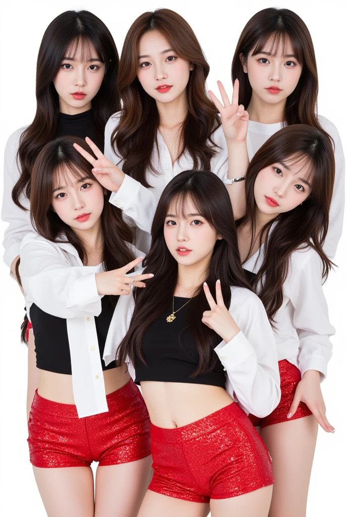 beauitful face、(Three Girls:1.5)、K-pop singer、Singing on stage at a concert、Cool jacket、(a miniskirt:1.4)、(with spreading legs:1.7)、(white  panties:1.3)、(A detailed face)、(A detailed eye)、(Detailed lips)、make up、(At SFW:1.0)