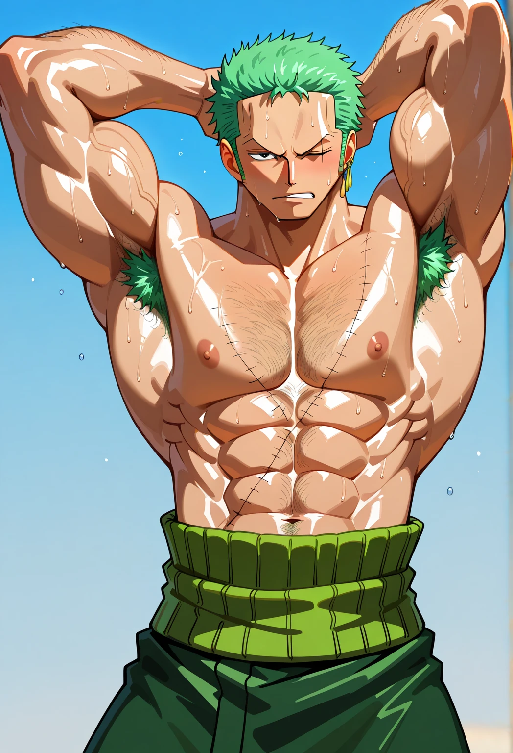 Midoriya Izuku, ((big pecs:1.3)), handsome, muscular.
