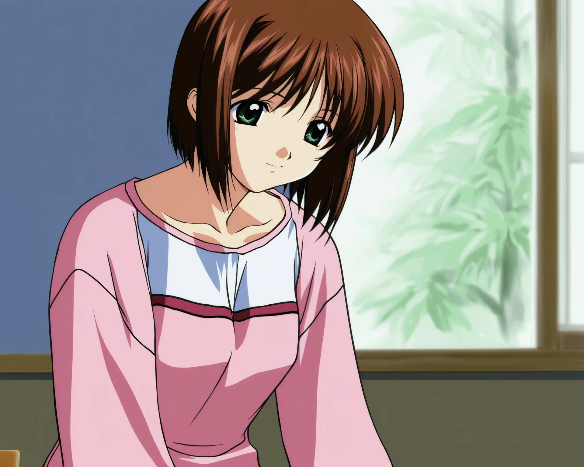 Create a home room in an anime visual novel of the 2000s.The drawing style should be like the 2000s