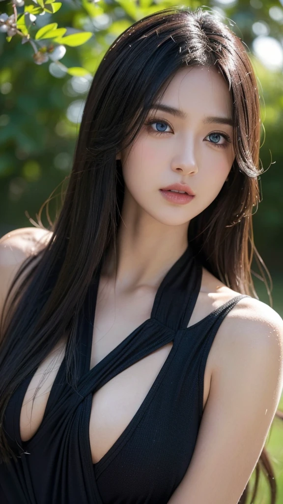 full body masterpiece, ultra realistic, 16k, high quality, incredibly detailed, dream aesthetic, dream atmosphere, cinematic, (sharp focus : 1.5), (photorealistic : 1.3), gothic (Gorgeous gothic girl), Ai Uehara, defined jaw, square face, wonderful gothic girl (enchanting seductress), cinematic, detailed, 16k sharp focus, realistic. wonderful. Seductive (evil). black hair (realistic texture), highlighted, silky and shiny hair, detailed hair (realistic), (natural). wonderful detailed face (enchanting seductress). blushed cheekbones (rosy cheeks), tanned skin, (white skin) alabaster skin that seems to glow ethereally. Her attire is gothic. Voluptuous shape. turquoise blue eyes (evil eyes look). a symmetrical face ::2 gothic clothes + ArtStation Trends + fantasy art + realistic cloth + fractals in the background, loose hair --aspect 9:21 – enhance your unearthly beauty. realistic skin texture, pale white skin illuminated. realistic perfect shading. absurd, realistic textures. alone, alone, 1 girl. Looking at the viewer. muscular female body, hot body, toned body, defined muscles. big natural breasts, cleavage. pantyhose, gothic (black) dress (realistic texture). In different positions at different angles. Bedroom background. incredibly real, best quality, photorealistic.