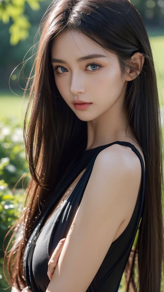 ((Best quality，High Detail，Focus accurately，masterpiece:1.5)), 18 years old perfect girl，Full body image，Tight spandex jumpsuit，Exquisite appearance，Clear facial details，Huge breasts，Long hair