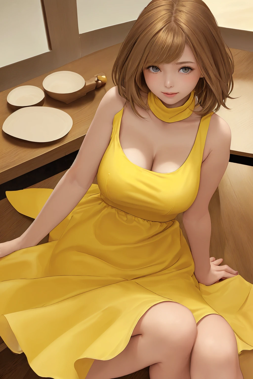 (masterpiece, best quality:1.2), linda_flynn-fletcher, 1girl, jewelry, earrings, solo, lipstick, hairband, makeup, breasts, large breasts, orange hair, short hair, crossed legs,smile, in kimono sitting on a bed, japanese goddess, in kimono, sakimichan hdri, in a kimono, japanese, ayami, organic seductive geisha, traditional japanese, harumi, beast, rin, glamorous and sexy geisha, shikamimi, red kimono