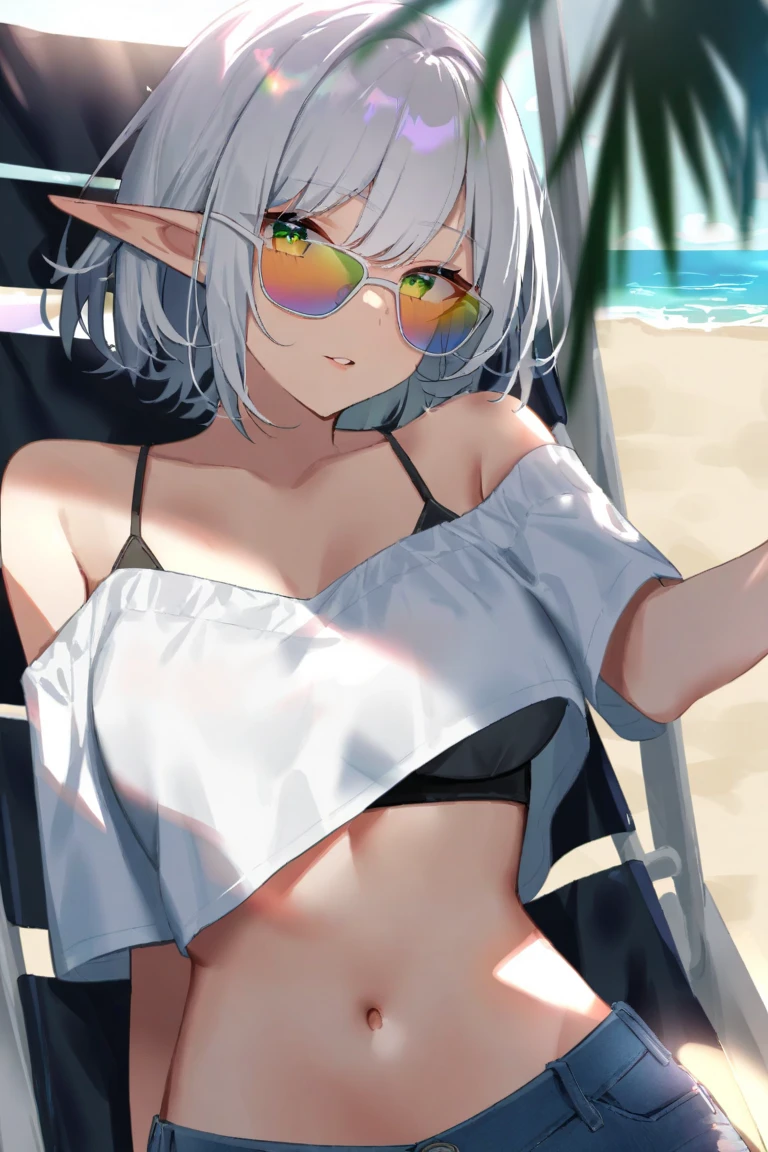 Nahida, Genshin Impact, bikini, Beach, posing, White hair, naughty, solo, horny