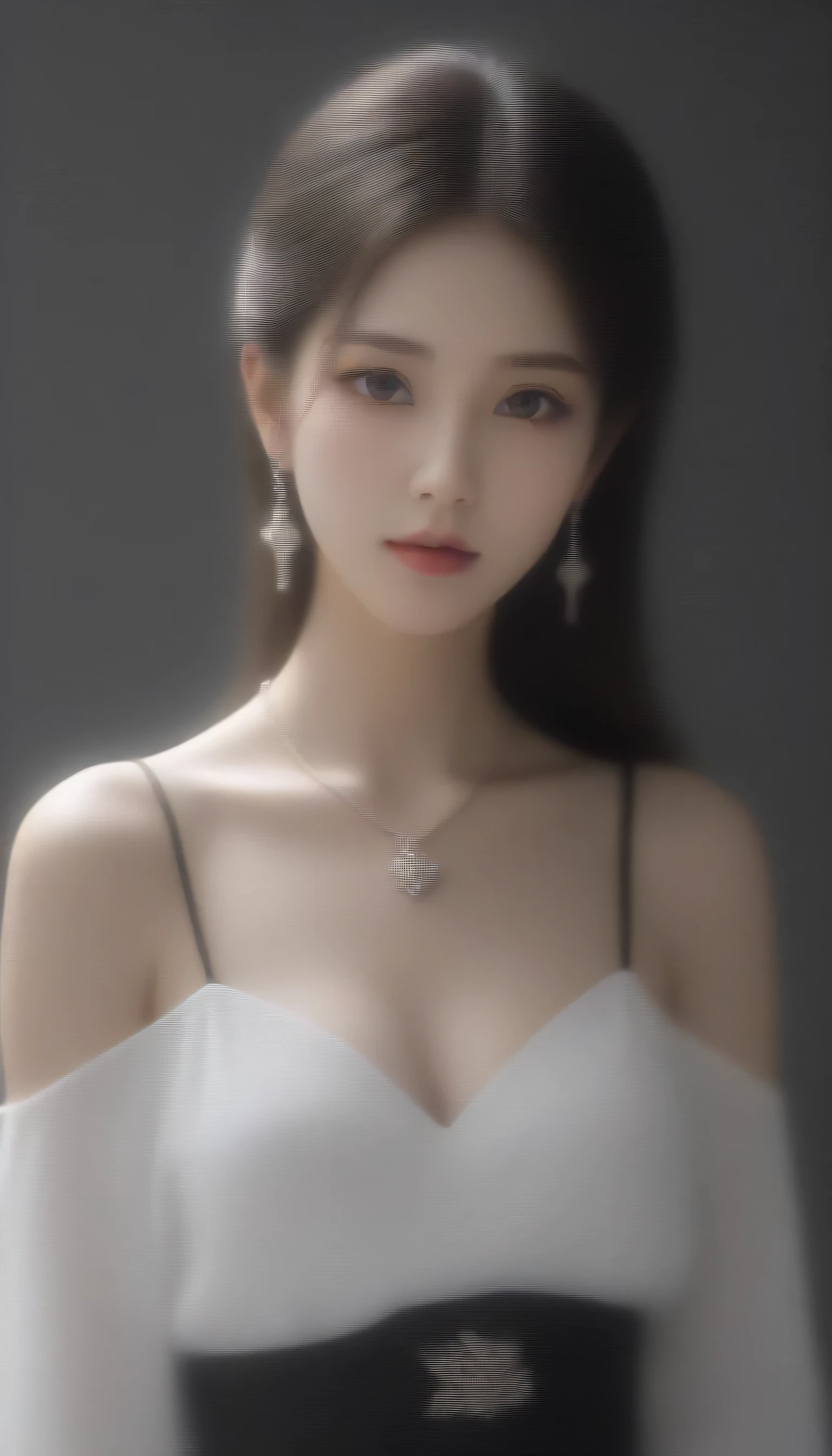 yuechan, ((whole body)), ((from below)), Yushuxin,1 girl,alone, ((stand up, leaning on ledge)), ((lean forward)), ((The features are clear, clear face, clear face)), ((bare shoulders)),red lips, cosmetics, close-up, elegant姿势, seductive pose, Perfect Curve, Slim, Sexy, big breasts, split, beautiful legs, charming gaze, bite lip, messy long hair, Simple and casual scene, Very detailed, Ultra-clear, best quality, official art, exquisite earrings, exquisite necklace, Very detailed description, Super beautiful painting, Sophisticated functionality, elegant, beautiful, Super fine details, masterpiece, Authentic texture, Realistic movie lighting, masterpiece, best quality