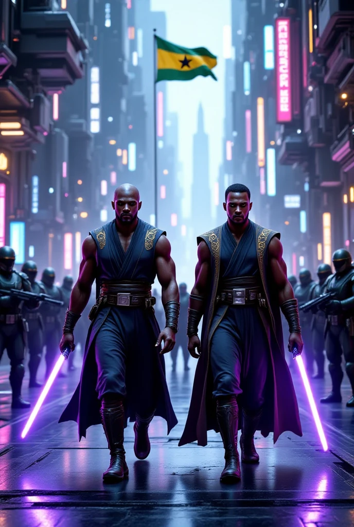 StarWars、jedi knight、Alien Knight、Slender macho physique、Lightsaber in hand、Silvery body、Righteous heroes、Spooky alien landscape、
