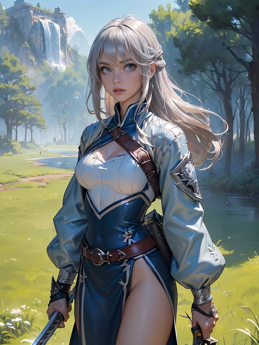 (La mejor calidad,A high resolution,Ultra - detallado,actual),Selena Gómez ,white hair, (straight hair), bangs on one side, head tilt, (waist), light brown cardigan, plaid skirt white , white bowtie, arms behind back, looking at viewer, happy smile, entrance, outdoor, from above, age, (depth of field), masterpiece, best quality,,(Fondo de ruinas de mazmorra en ruinas:1.4 ), (anatomía perfecta :1.4), (fondo pasillo de escuela secundaria :1.4), (Casilleros de escuela :1.4), (Selena Gómez :1.4), (iluminación cinematográfica :1.4), (skirt lifted by itself: 1.1), (skirt lift: 1.3), (showing white panties: 1.3), (mostrando panties white :1.4), (fondo cueva caverna piedras grandes pasillo :1.4), Epic Fantasy Art Style HD, 4K fantasy art, epic fantasy digital art style, epic fantasy art style, Fantasy Woman, epic fantasy art portrait, Epic fantasy style, hyperrealistic fantasy art, hd fantasy art, Epic fantasy character art, epic fantasy art, in style of dark fantasy art, epic fantasy digital art, (face detailed :1.4)