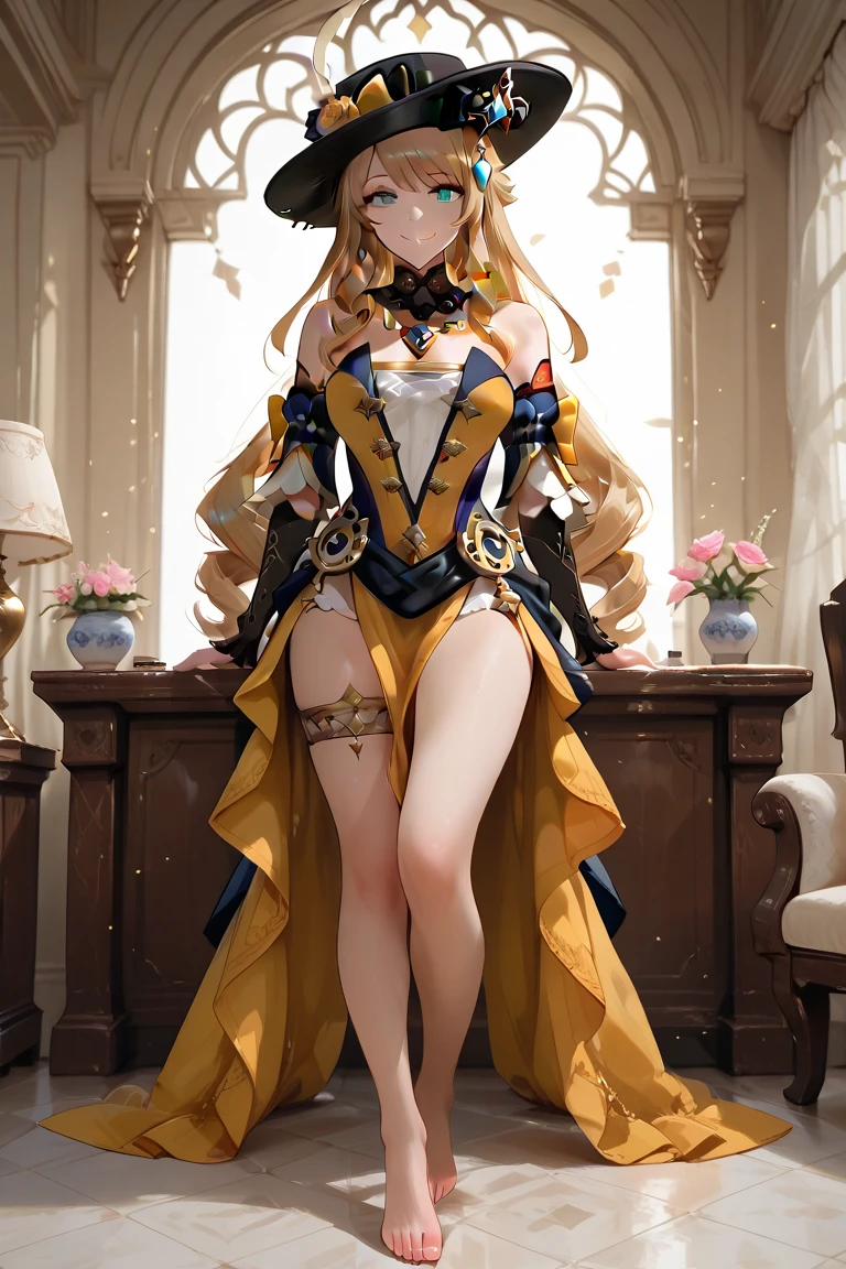 Queen in a bee-inspired dress(a miniskirt、Fishnet stockings covering the entire thigh)、realisitic、realisticlying、Raw foto、A detailed face、Inside Honeycomb Castle、Pose with index finger pointed(Apply honey on your index finger)、Inside the castle is covered with honey、tall、long beautiful legs、Vertical hair roll、Proud look、Near the queen、There is a maid in a costume with the image of a bee next to her.(a miniskirt)alluring face