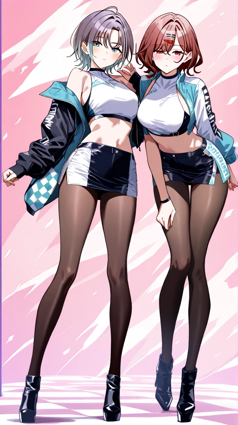 Shot from below、Standing with your legs apart、Standing with feet shoulder-width apart、Cute girl、highest quality、Ultra - High resolution、High resolution、Highly detailed CG、8k unit wallpaper、18-year-old、Careful and gentle eyes,Delicate and beautiful smile、Platinum Blonde Hair、Asymmetrical Hair、((( Dark Skin:1.5)))、(Shiny body,:1.5)、rabbit ears、(((loose socks、big breasts))) 、(Orange motocross jacket with green details, Biker clothes. Detailed design、Skin-colored bikini)Double Peace 、2.5D、My girlfriend、Grab the bikini strings、Tight bikini